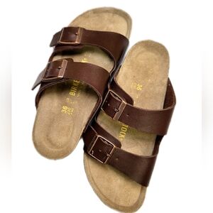 Birkenstock Brown Leather Footbed Sandals